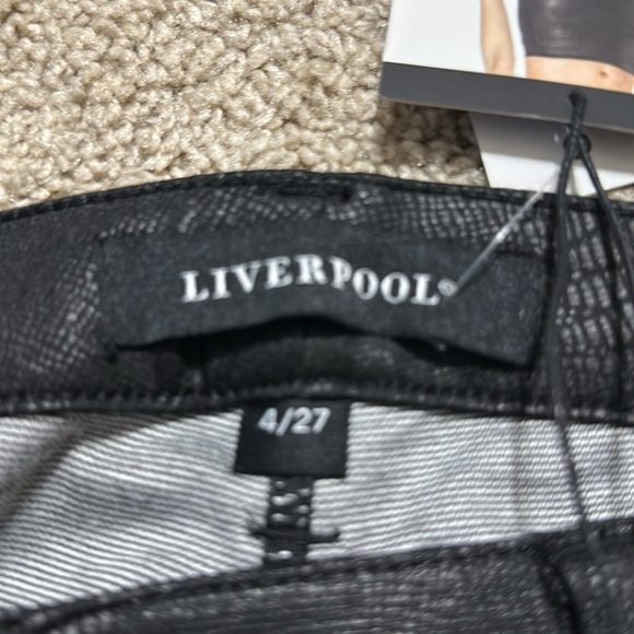 LIVERPOOL Jacqueline Skinny Jean Black Leather Snake Skin Print Legging 4/27 NWT - Picture 4 of 6